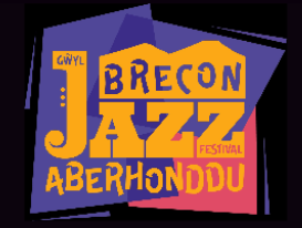 Colourful Logo-with text Gŵyl Brecon Jazz Festival Aberhonddu.